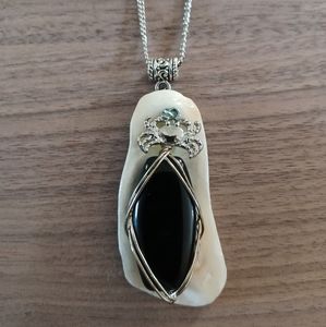 Handcrafted Oyster Shell Necklace, Carb & Stone